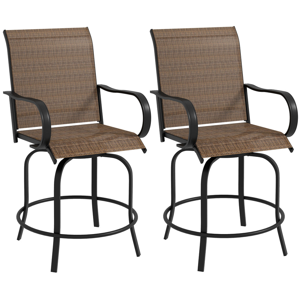 Set of 2 outdoor bar stools, brown