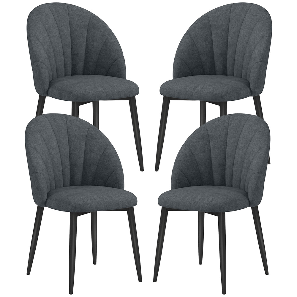 Set of 4 modern upholstered chairs with metal legs, black