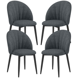 Set of 4 modern upholstered chairs with metal legs, black