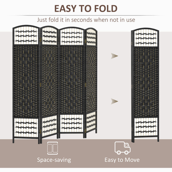 Portable 4-Panel Corrugated Fiber Room Divider, Black