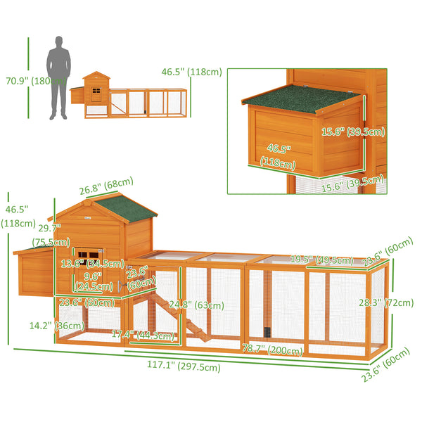 117" Extra Large Chicken Coop with Asphalt Roof