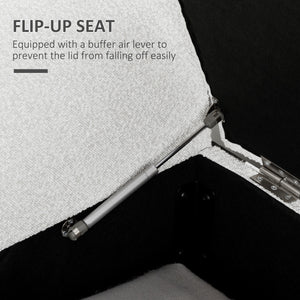 Upholstered storage bench with armrests, cream white