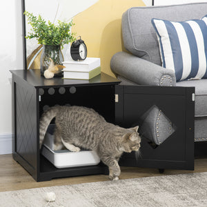 Concealed Cat Litter Box Cabinet, Easy Assembly, Black