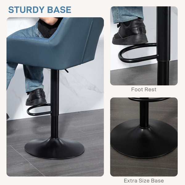 Set of 2 swivel bar stools with footrests