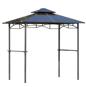 Rigid barbecue gazebo with side shelves and double roof