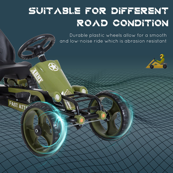 Pedal go-kart with adjustable seat green