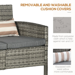Three-seater sofa in woven resin with removable cushions, grey