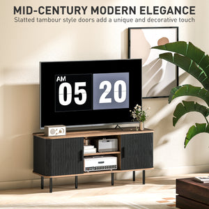 TV Stand for TVs up to 55 inches with Storage Shelves and Cabinets, Black