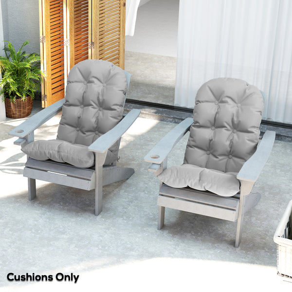 Set of 2 Adirondack Chair Cushions with Ties, Light Gray