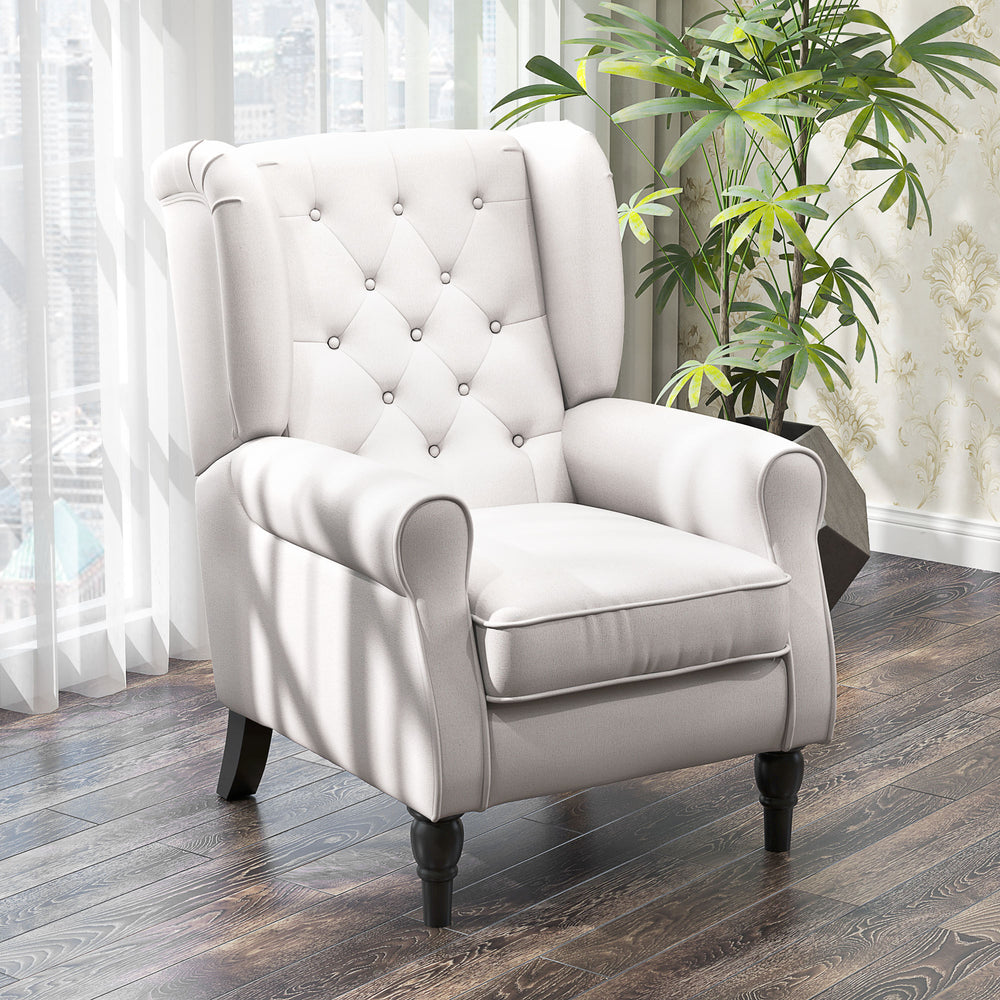 Button-upholstered accent chair, white