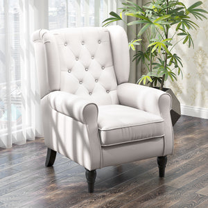 Button-upholstered accent chair, white