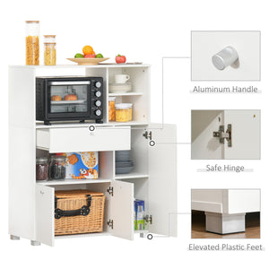 Kitchen cabinet with microwave stand, white