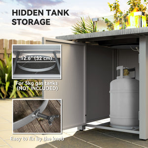 28" 50,000 BTU Gas Fire Pit Table with Cover and Glass Screen, Gray