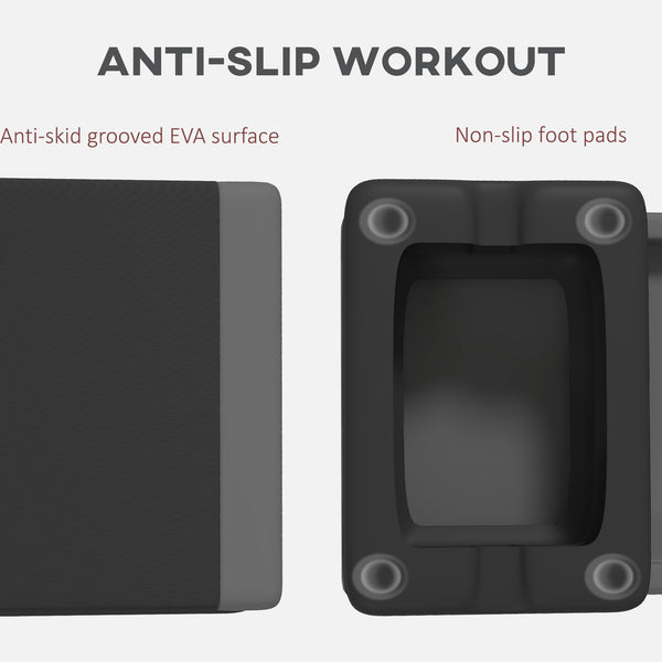 Adjustable exercise platform, 3 levels with risers (10, 15 and 20 cm), gray