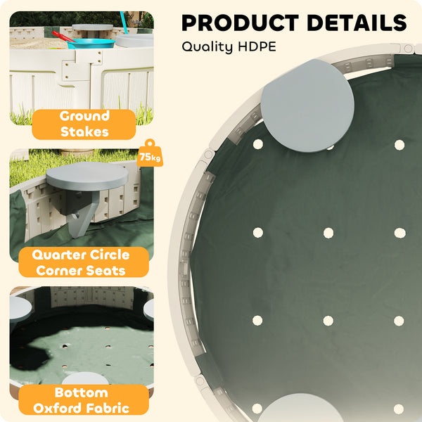 Sandbox with waterproof cover and fabric lining