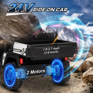 24V Electric Car with Remote Control, 4-Wheel Spring Suspension, Black