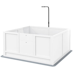 Whelping box with retractable light stand and waterproof mat