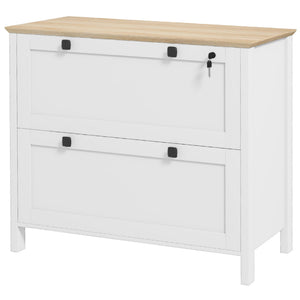 HOMCOM 2 Drawer File Cabinet, Lockable Filing Cabinet with Adjustable Hanging Bar for Letter, A4 and Legal Size, White |