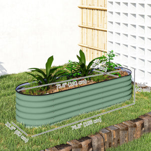 Raised galvanized steel planter with safety rim, green 