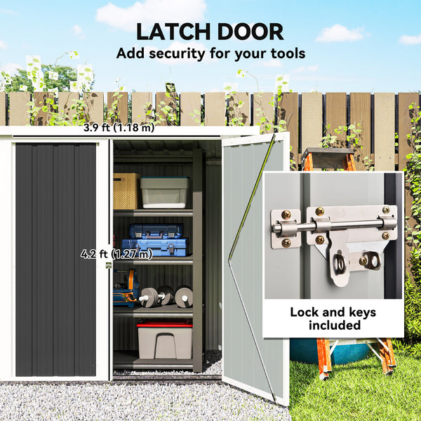 Metal garden shed with double doors, black