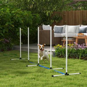 2-Piece Dog Agility Kit with Weave Poles, White