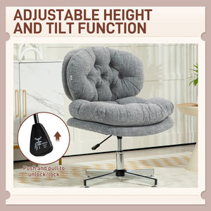 Office chair without armrests with wide padded seat and adjustable height, grey.