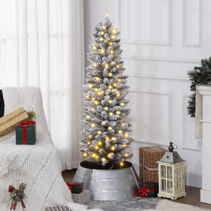 5ft Pre-Lit Frosted Green Artificial Christmas Tree with Warm White LED Light