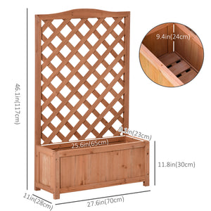 Wooden planter with trellis for climbing plants, brown