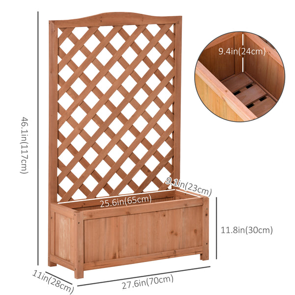 Wooden planter with trellis for climbing plants, brown