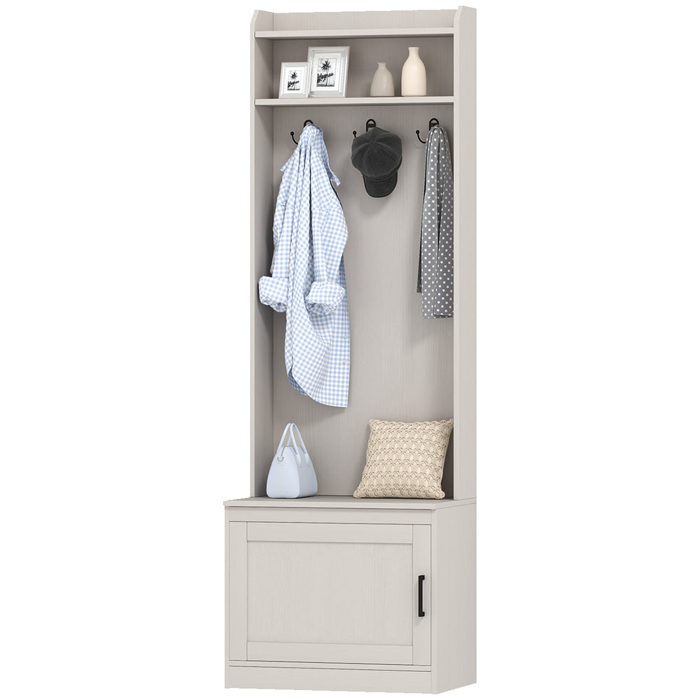 Modern entryway furniture with shoe storage bench, white 