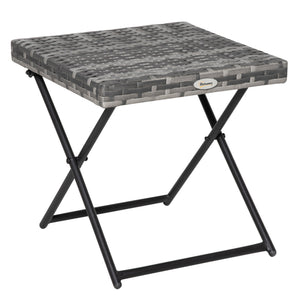 Folding rattan coffee table, grey