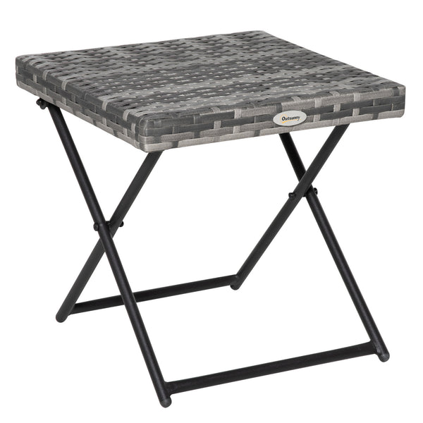 Folding rattan coffee table, grey