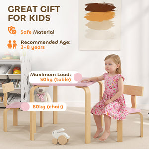 Table and 2 chairs set, pink