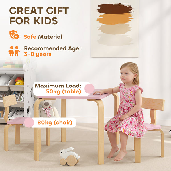 Table and 2 chairs set, pink