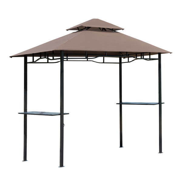 Barbecue gazebo with two-tiered canopy, cafe