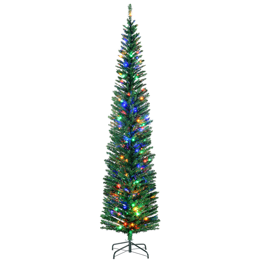 7.5ft Slim Artificial Christmas Tree with Colorful LED Lights