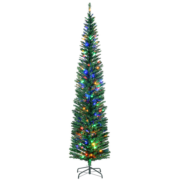 7.5ft Slim Artificial Christmas Tree with Colorful LED Lights