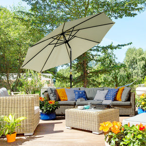 10-foot round parasol with crank, tiltable, beige 
