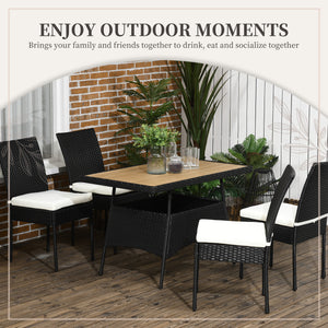 5 Piece Wicker Dining Set with Removable Cushions, Cream White