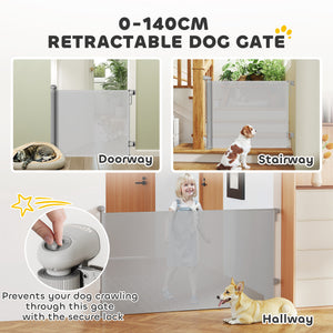 Retractable extendable barrier, grey