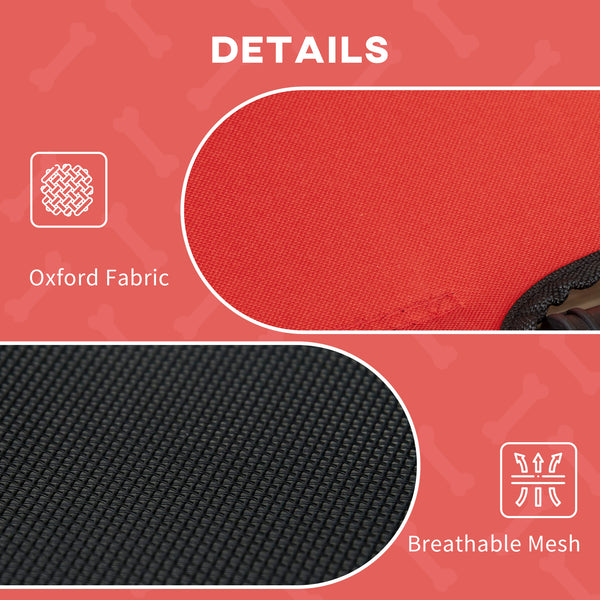 Raised dog bed with tent, red