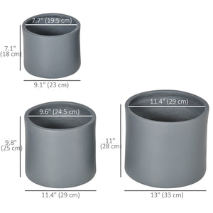 Set of 3 outdoor planters with drainage holes