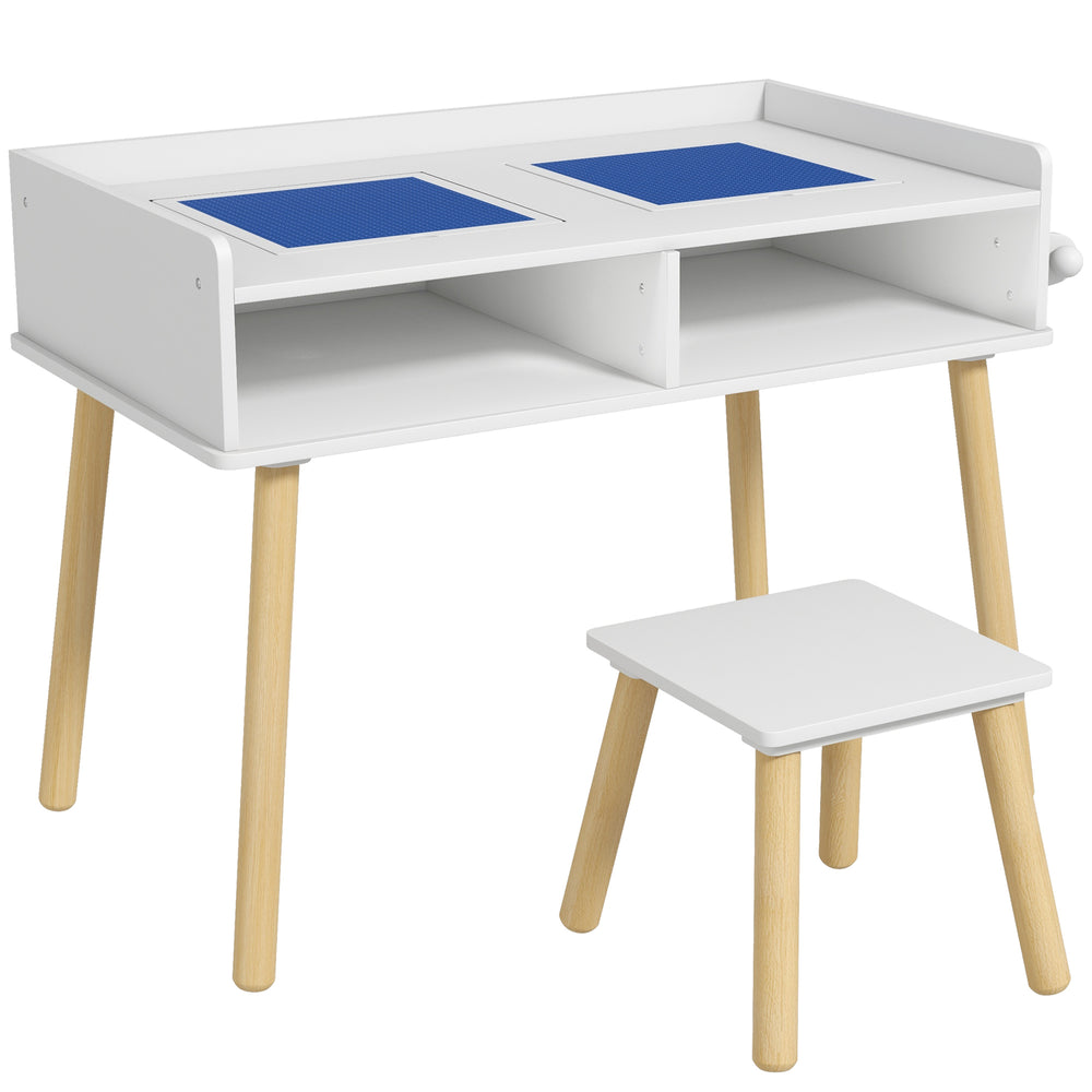 3-in-1 table and chair set for playing, drawing, reading, blue