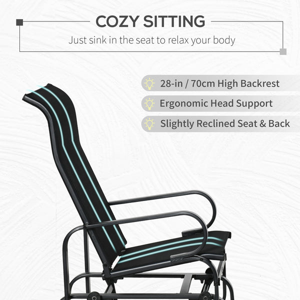 Rocking chair in breathable mesh fabric, black