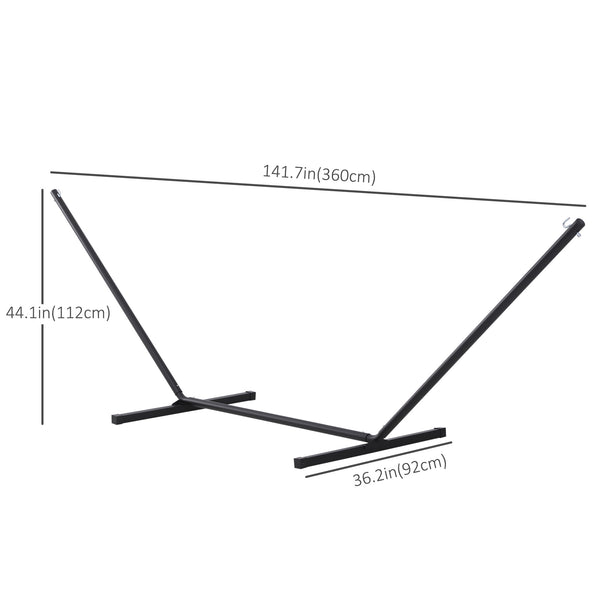 Extra Long Hammock Stand 11.8ft Long Heavy Duty Metal Frame Easy Setup Black