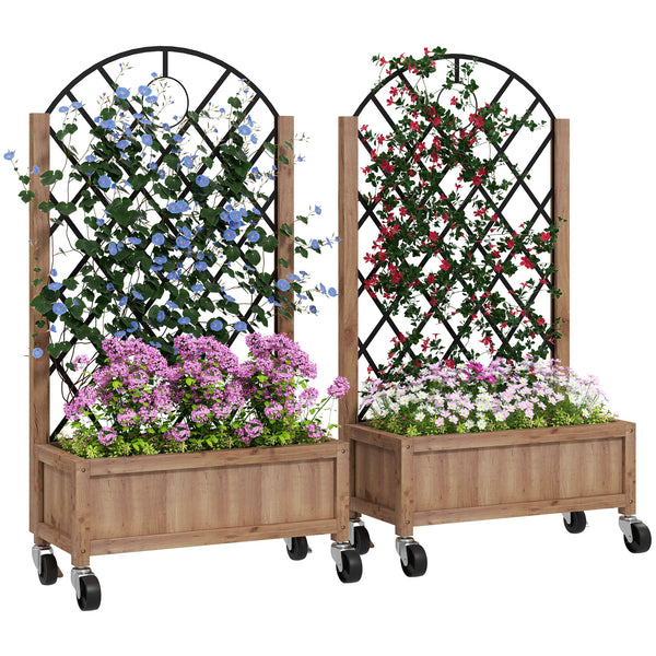 Raised planter with wire mesh, brown
