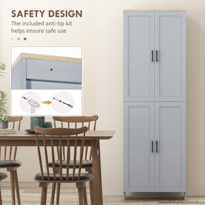 4-door kitchen cabinet with adjustable shelves, gray