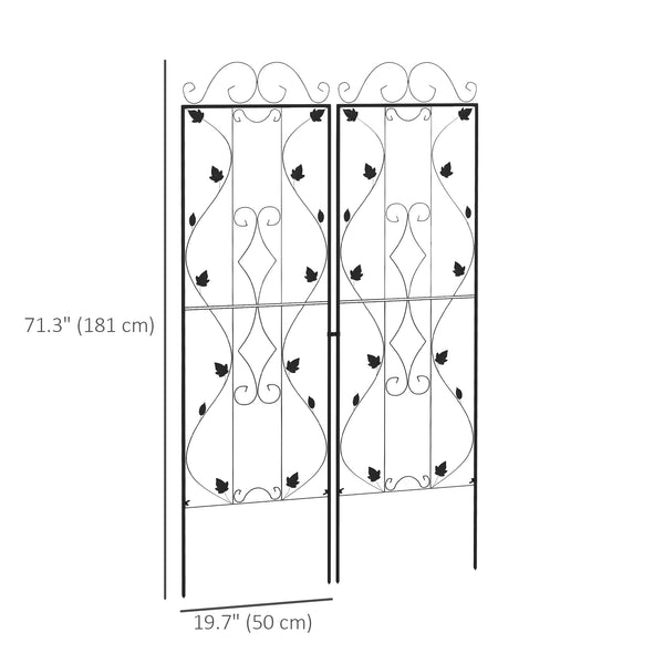 Set of 2 metal trellises for climbing plants