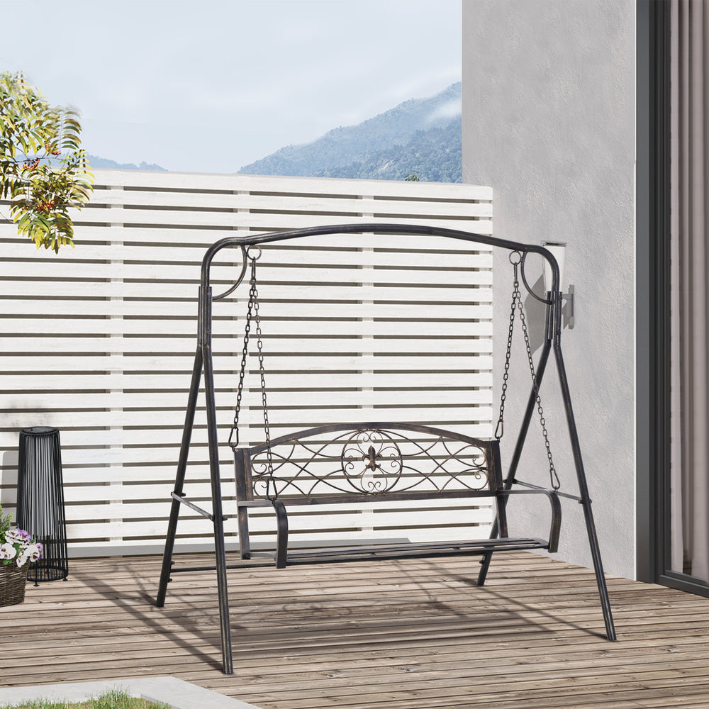 Two-seater swing with metal frame, black