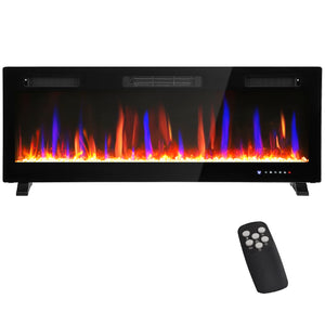 50-inch slim 1500W electric fireplace with eco mode and automatic switch